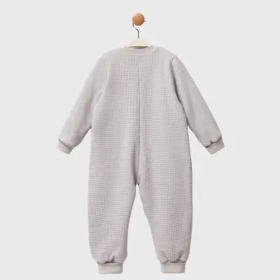 Moi Noi Fermuarlı Uzun Kollu Kışlık Uyku Tulum Waffle Gri 2,5 Tog - 2