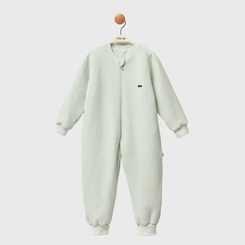 Moi Noi Fermuarlı Uzun Kollu Kışlık Uyku Tulum Waffle Mint 2,5 Tog - 12