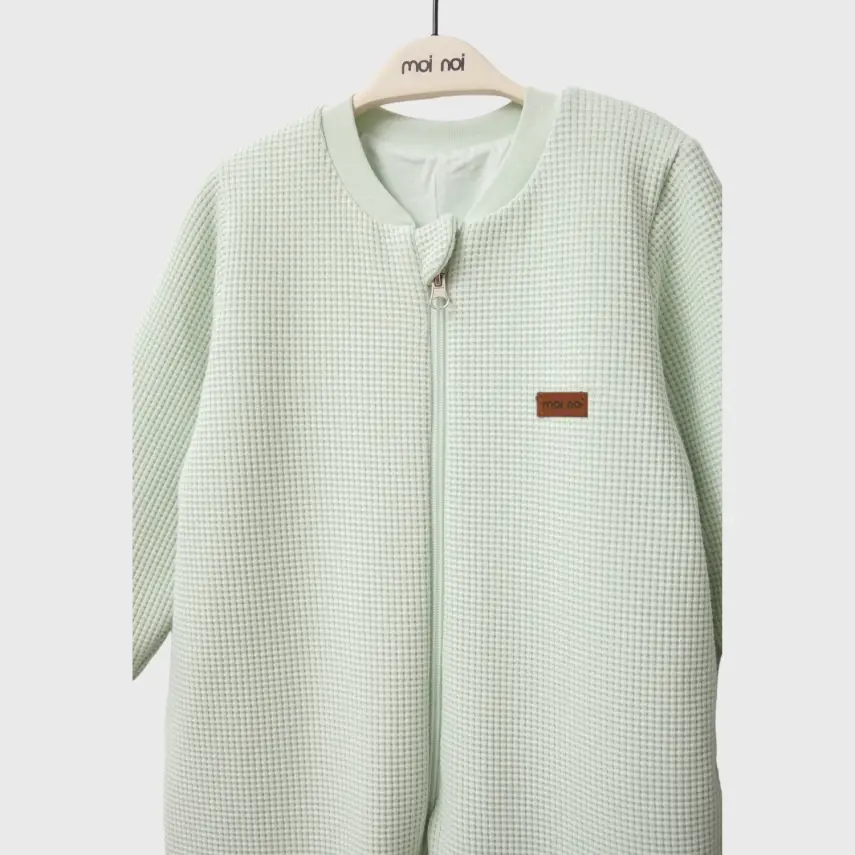 Moi Noi Fermuarlı Uzun Kollu Kışlık Uyku Tulum Waffle Mint 2,5 Tog - 6
