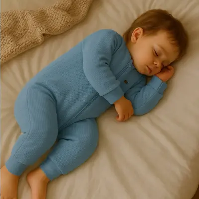 Moi Noi Fermuarlı Uzun Kollu Kışlık Uyku Tulum Waffle Petrol 2,5 Tog - 6