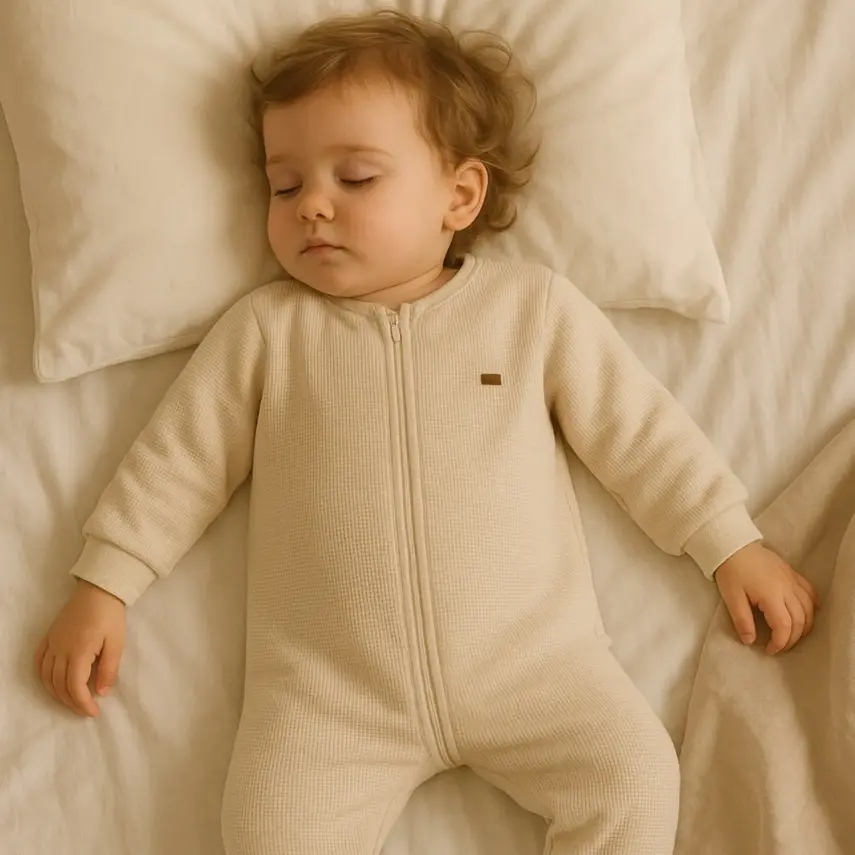 Moi Noi Fermuarlı Uzun Kollu Kışlık Uyku Tulum Waffle Sarı 2,5 Tog - 10