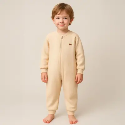 Moi Noi Fermuarlı Uzun Kollu Kışlık Uyku Tulum Waffle Sarı 2,5 Tog - 8