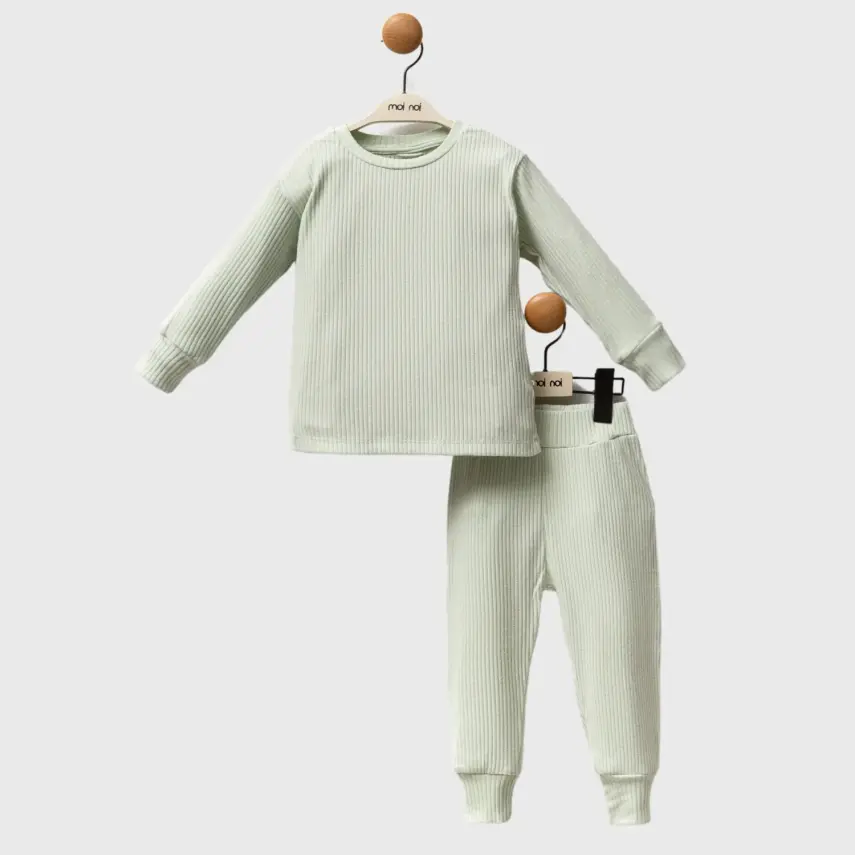 Moi Noi Fitilli Pijama Takımı Unisex Mint - 6