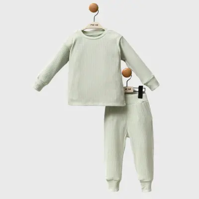 Moi Noi Fitilli Pijama Takımı Unisex Mint - 9