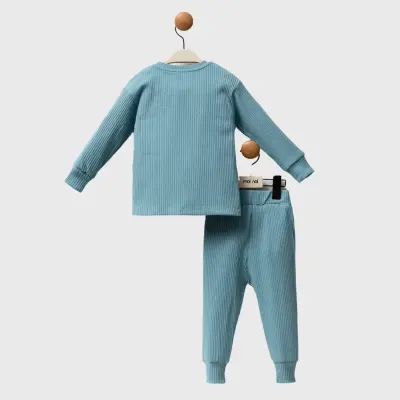 Moi Noi Fitilli Pijama Takımı Unisex Petrol - 2