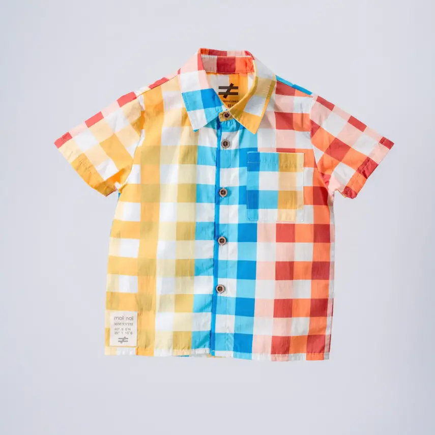 Moi Noi Gömlek Desenli Bej- Plaid - 1