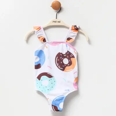 Moi Noi Kız Bebek Mayo Fırfırlı Beyaz