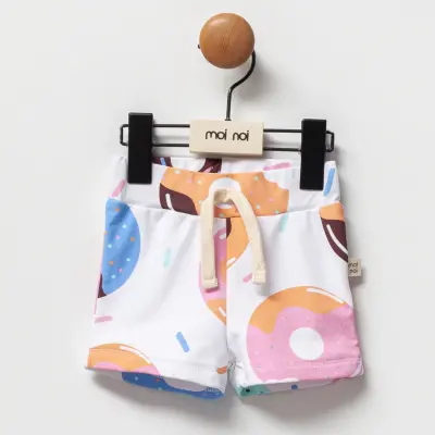 Moi Noi Kız Bebek Mayo Şort Desenli Beyaz 