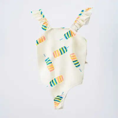 Moi Noi Kız Çocuk Mayo Desenli Bej - Ice Cream