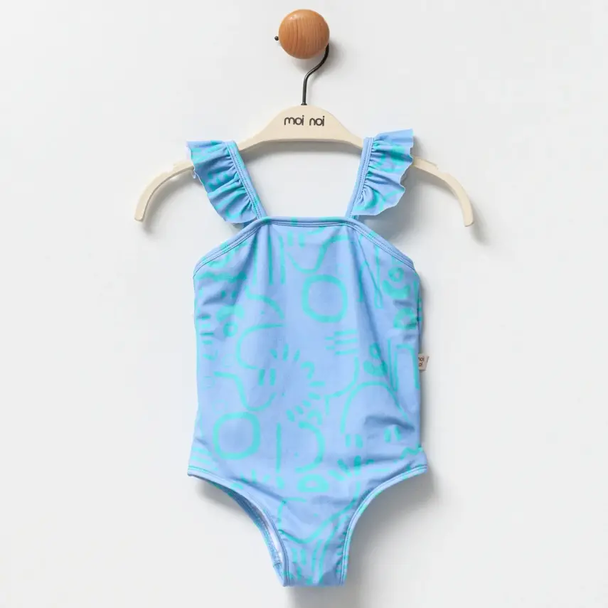 Moi Noi Kız Çocuk Mayo Fırfırlı Mavi - 1