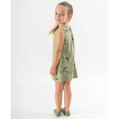 Moi Noi Kız Elbise Desenli Haki - 12