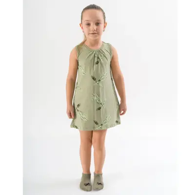 Moi Noi Kız Elbise Desenli Haki - 6