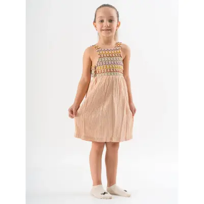 Moi Noi Kız Elbise Müslin Bej