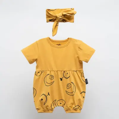 Moi Noi Kız Tulum Bandana Takım Hardal