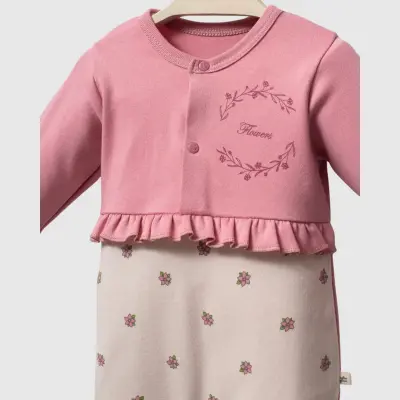 Moi Noi Kız Tulum Şapka Takım Flowers Mürdüm - 3