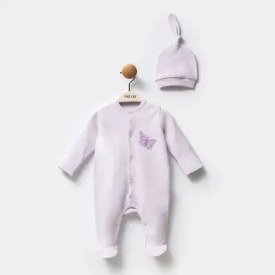 Moi Noi Organik Kız Bebek Tulum Şapkalı Kelebek