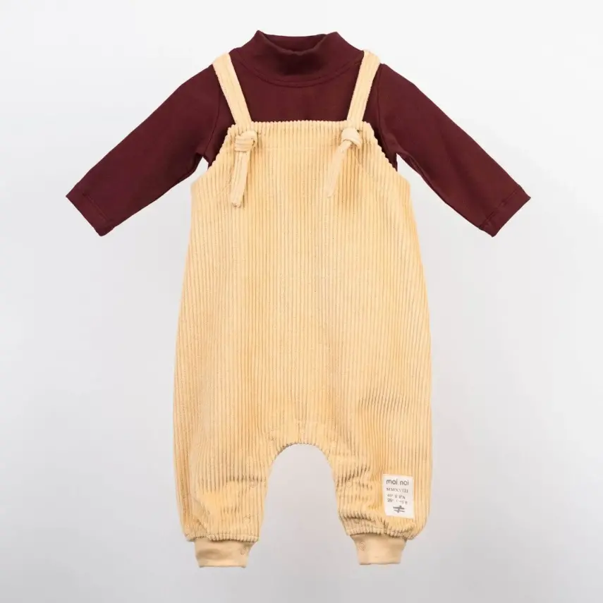 Moi Noi Salopet Kadife Bağcıklı Bej - 2