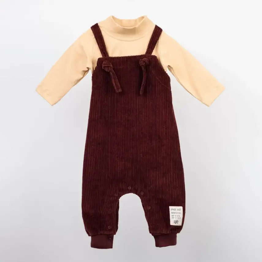 Moi Noi Salopet Kadife Bağcıklı Bordo - 7