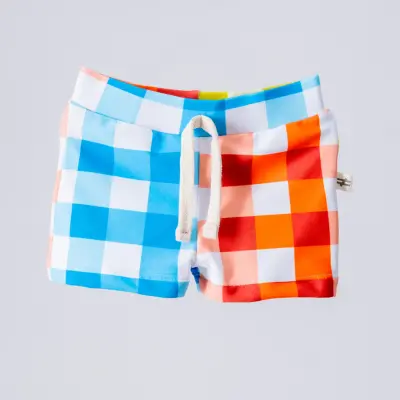 Moi Noi Şort Kız Çocuk Mayo Desenli Bej - Plaid - 2