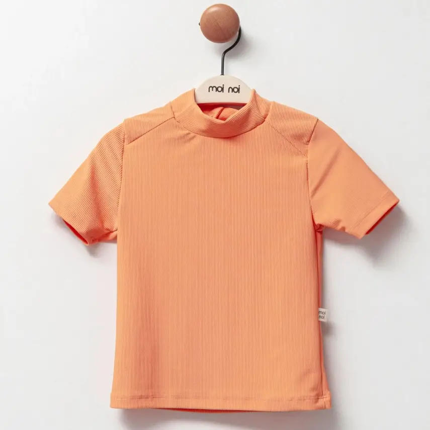 Moi Noi T-Shirt Kız Çocuk Mayo Çizgili Somon - 1