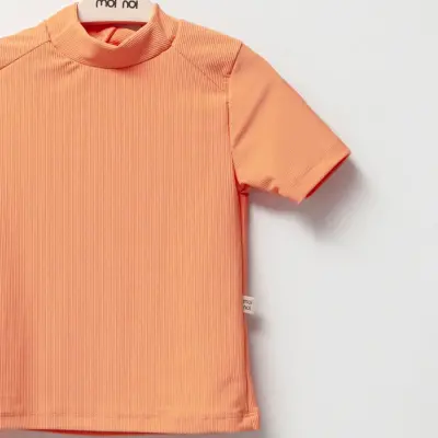 Moi Noi T-Shirt Kız Çocuk Mayo Çizgili Somon - 2