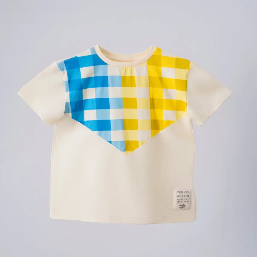 Moi Noi T-Shirt Üçgen Bej- Plaid - 1