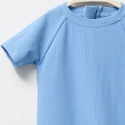 Moi Noi Tulum Kız Çocuk Mayo Şortlu Mavi - 5