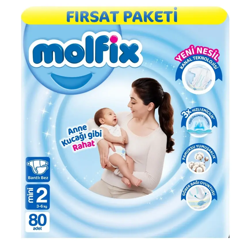 Molfix Bebek Bezi 2 Beden Mini 3-6 Kg 80li Fırsat Paketi - 1