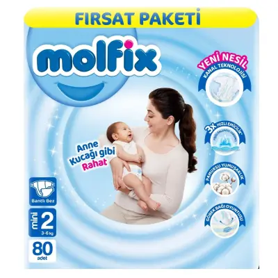 Molfix Bebek Bezi 2 Beden Mini 3-6 Kg 80li Fırsat Paketi - 2