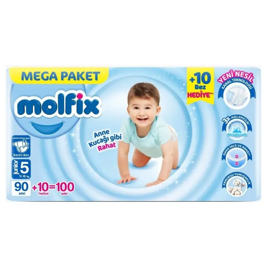Molfix Bebek Bezi 5 Beden Junior 11-18 Kg 100lü Mega Paket - 1