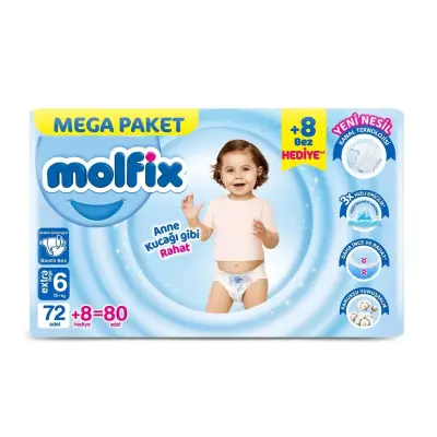 Molfix Bebek Bezi 6 Beden Extra Large 15+ Kg 80li Mega Paket - 7