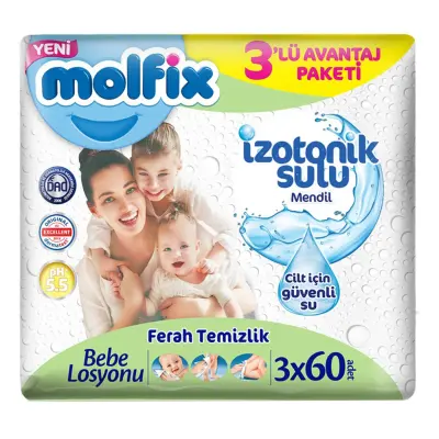 Molfix İzotonik Ferah Temizlik Islak Mendil 3x60lı - 2