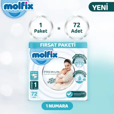 Molfix Premium Bebek Bezi 1 Beden Yenidoğan 72li Fırsat Paketi - 3