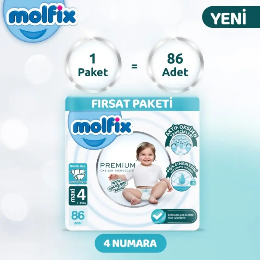 Molfix Premium Bebek Bezi 4 Beden Maxi 86lı Ultra Fırsat Paketi - 7