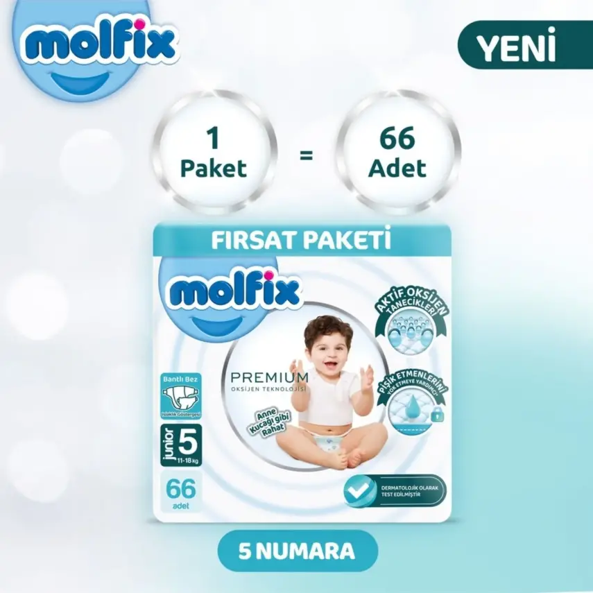 Molfix Premium Bebek Bezi 5 Beden Junior 66lı Ultra Fırsat Paketi - 8