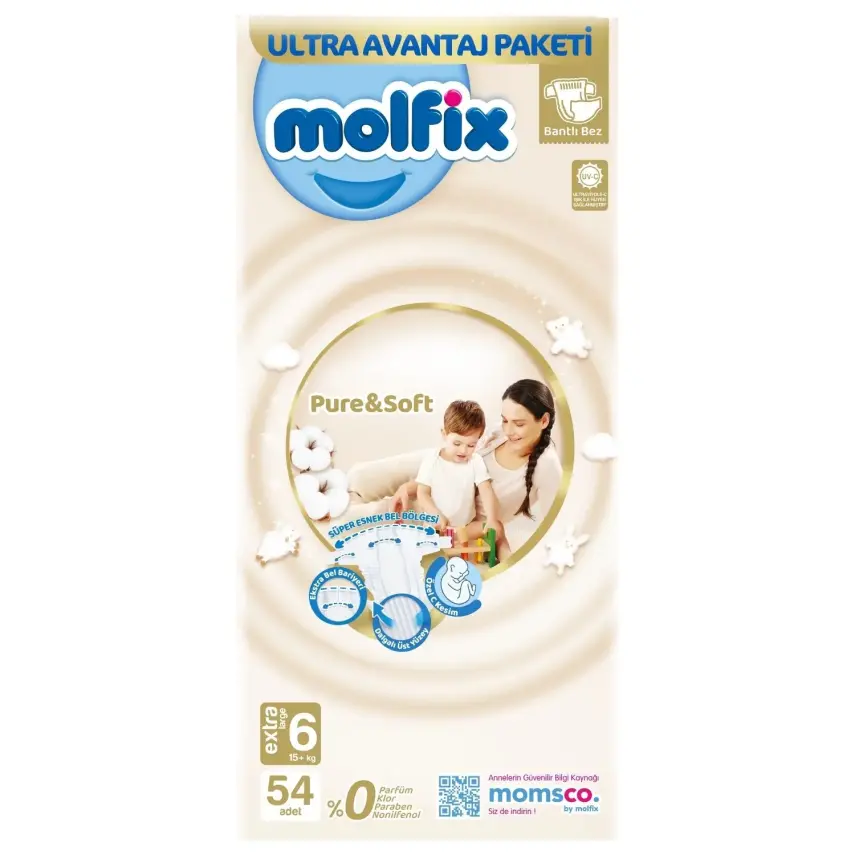 Molfix Pure&Soft Bebek Bezi 6 Beden XL 54lü Ultra Avantaj Paketi - 3