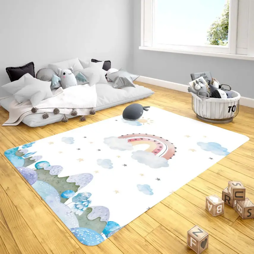 Momys Care Masalsı Gökkuşağı Çocuk Odası Halı 100x160 Cm - 1