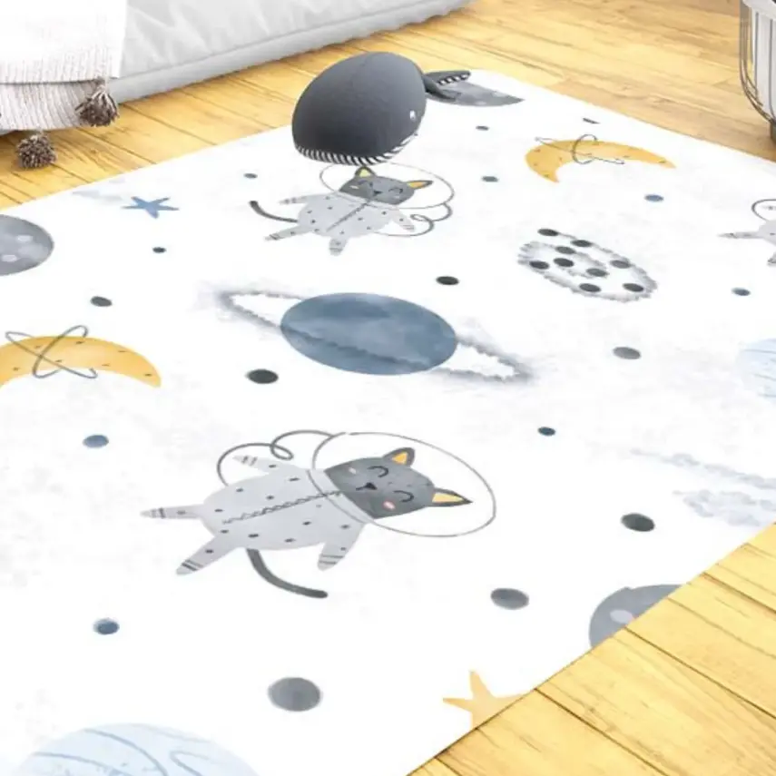 Momys Care Uzay Yolculuğu Sevimli Hayvanlar Çocuk Odası Halı 100X160 Cm - 2