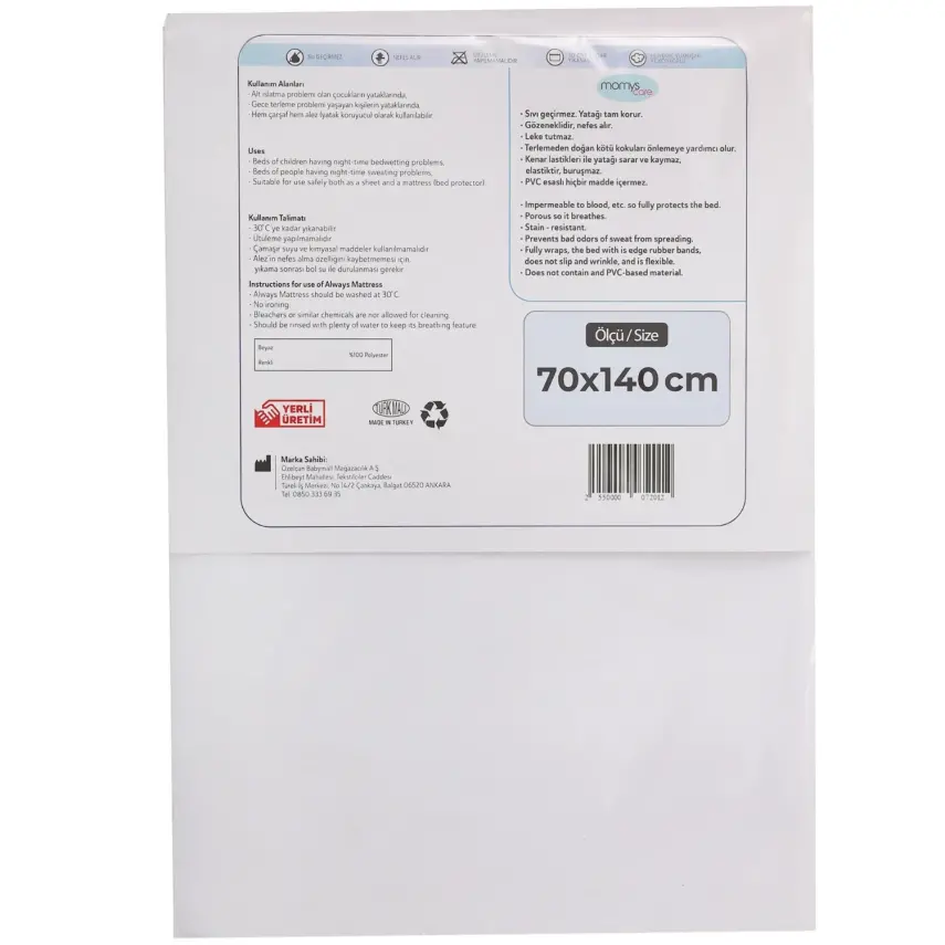 Momys Care Yatak Koruyucu Su Geçirmez Kaydırmaz Alez 70X140 Cm - 2