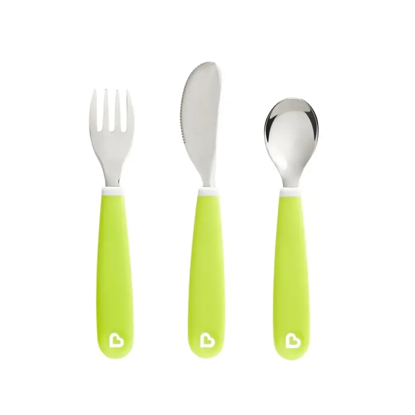 Munchkin Sıçramayı Engelleyici Çocuk Çatal Bıçak Kaşık Seti 18ay+ Yeşil - 1