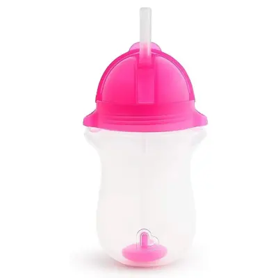Munchkin Tıklama Kilitli Uçlu Pipetli Alıştırma Bardağı 296 ml Pembe