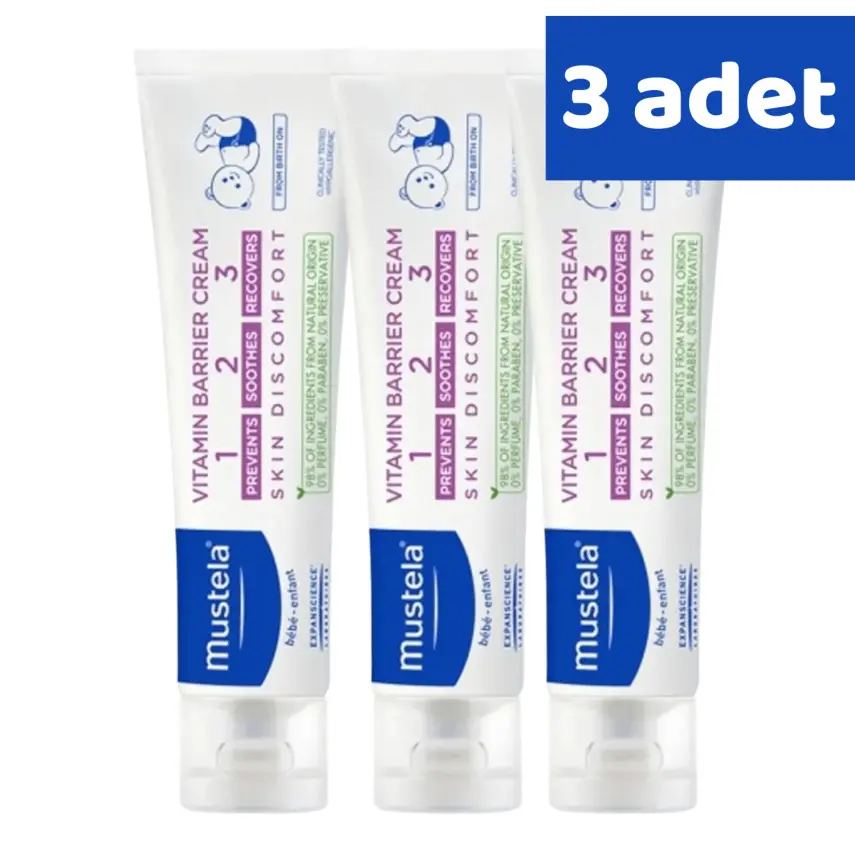 Mustela Vitamin Bariyer 1-2-3 Bebek Pişik Kremi 100 ml x 3 Adet - 1