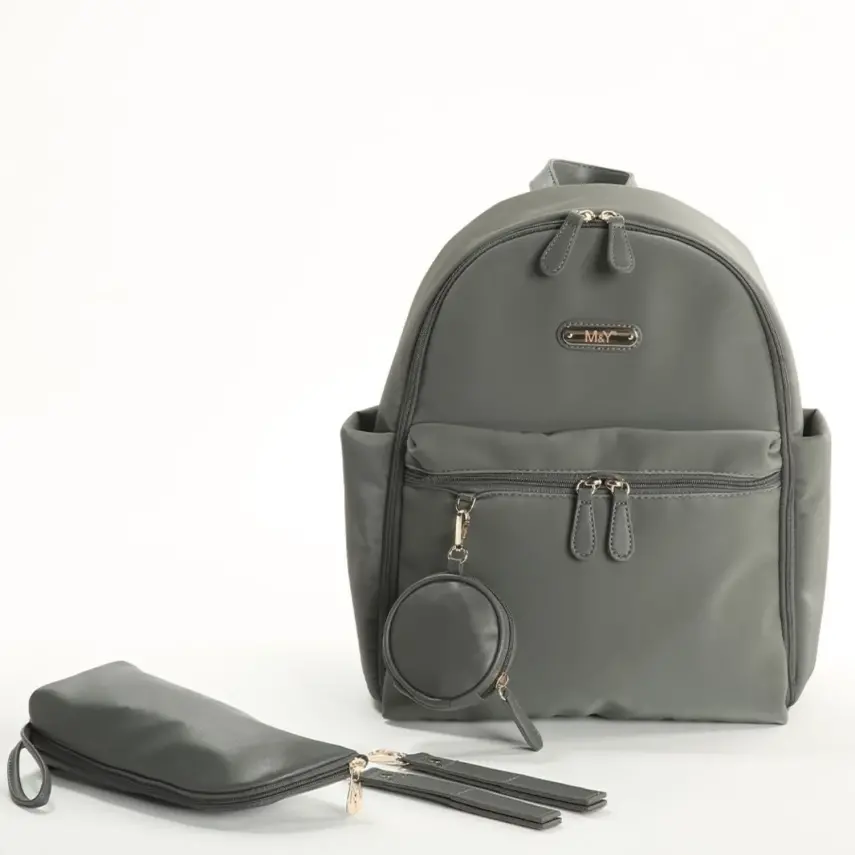 M&Y Collection Diamond Deri Sırt Çantası Gri - 1