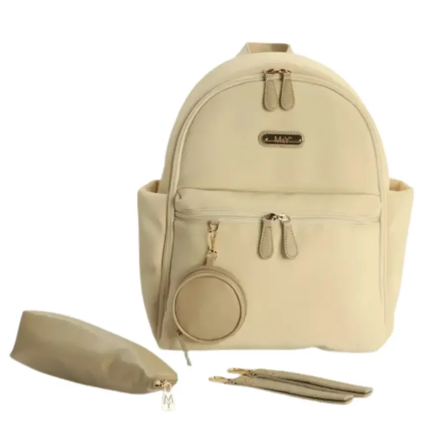M&Y Collection Diamond Deri Sırt Çantası Krem - 1