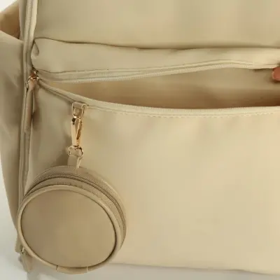 M&Y Collection Diamond Deri Sırt Çantası Krem - 4