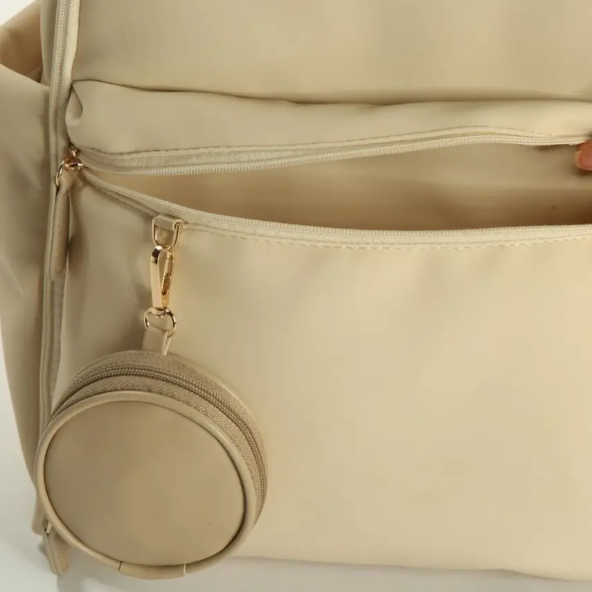 M&Y Collection Diamond Deri Sırt Çantası Krem - 4