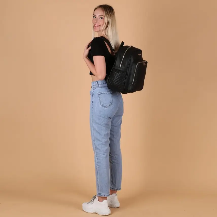 M&Y Collection Dust Deri Sırt Çantası Siyah - 7