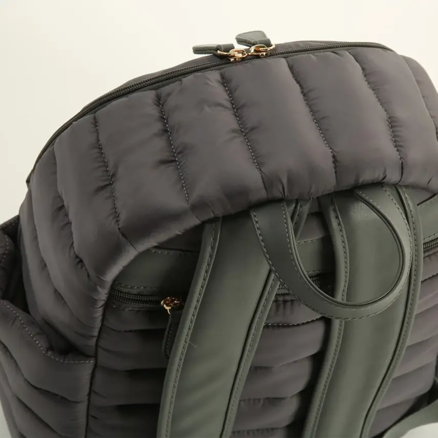 M&Y Collection Puff Deri Bebek Bakım Sırt Çantası Gri / Grey - 6