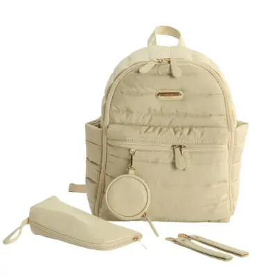 M&Y Collection Puff Deri Bebek Bakım  Sırt Çantası Krem / Cream