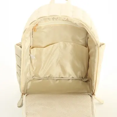 M&Y Collection Puff Deri Bebek Bakım  Sırt Çantası Krem / Cream - 6